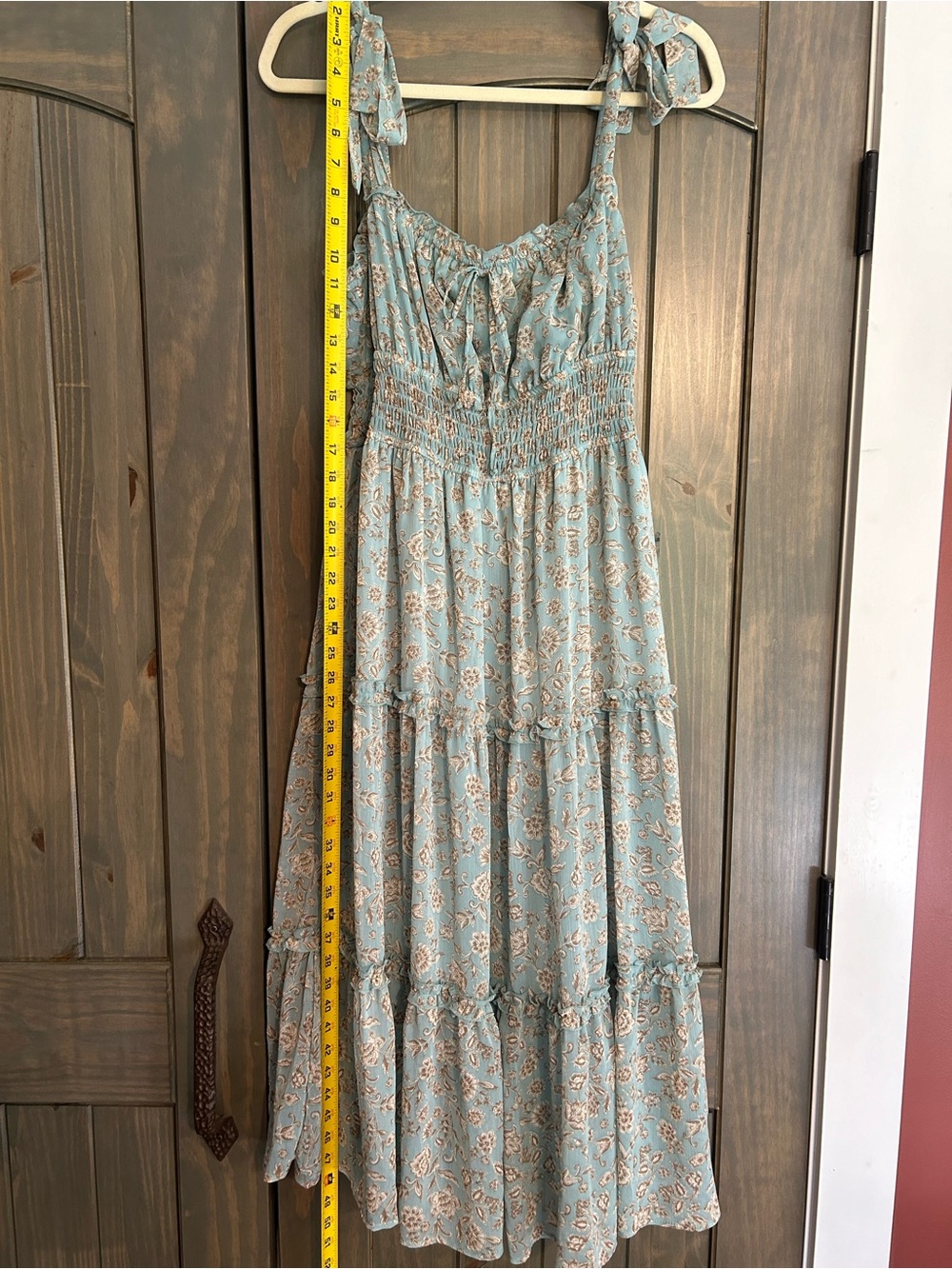 Trixxi Seafoam Green Floral Tie-Shoulder Midi Dress